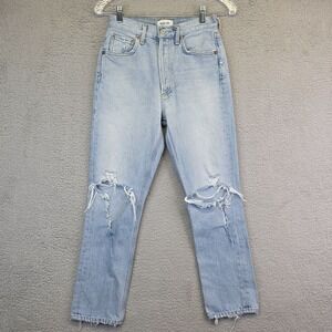 Agolde Jeans Womens 24 Capri Light Washed Distressed Organic Cotton Denim Grunge